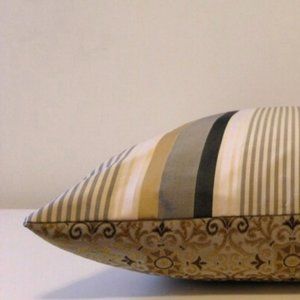 One of a Kind, Handmade Gold/Grey/Black Decorative Pillow Cover 14" x 18"